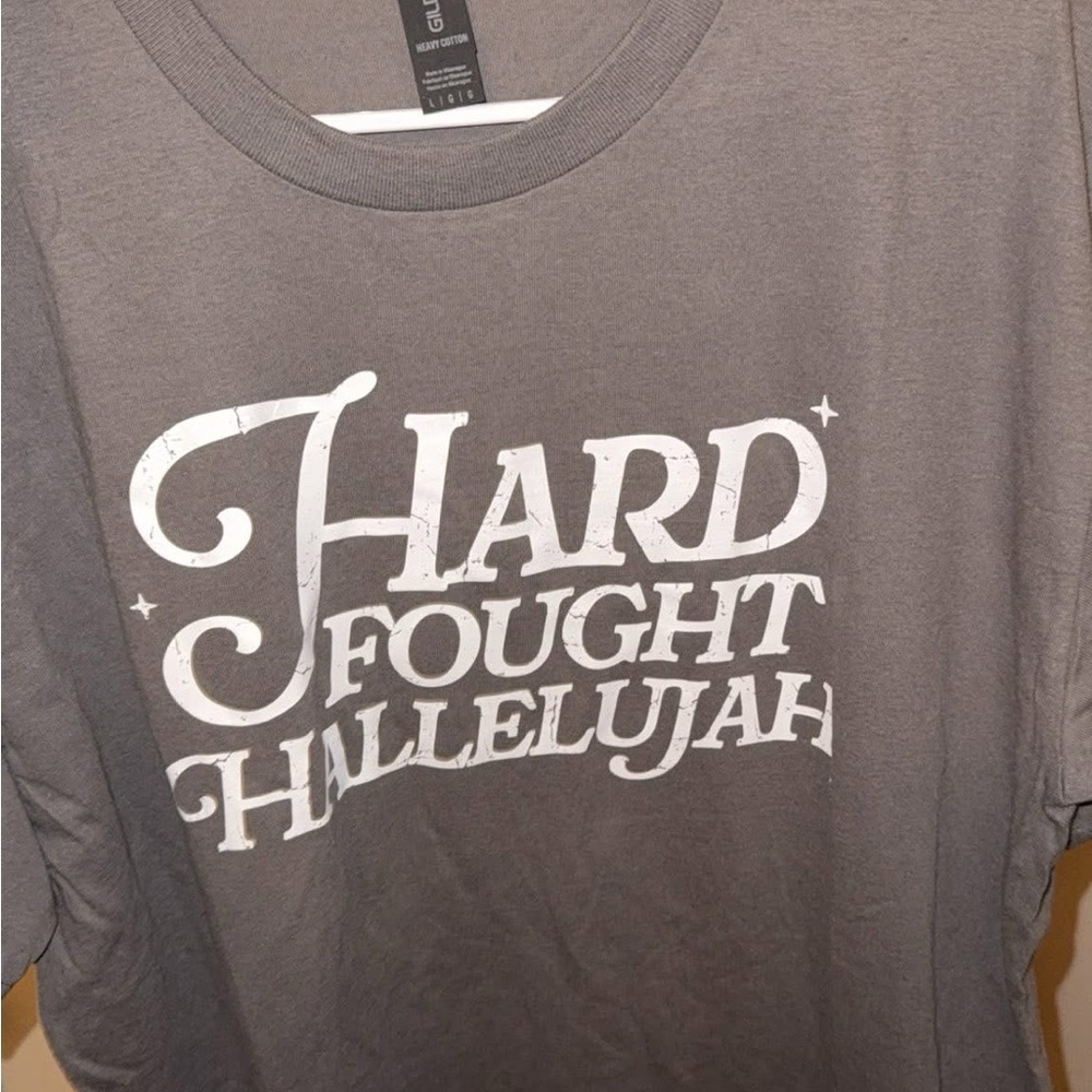 Gray Graphic T-Shirt with White Print